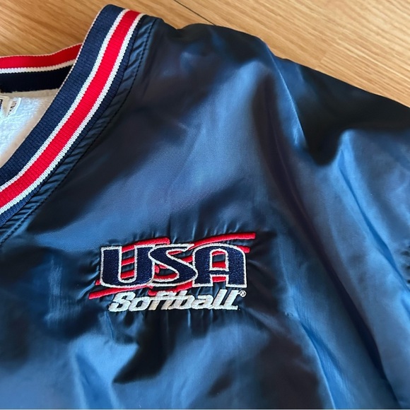 Vintage USA Softball 90s Bomber Sportswear Jacket XL - Picture 2 of 10
